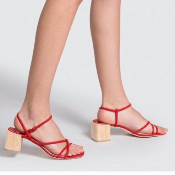 🆕DOLCE VITA ZAYLA HEELED WOODEN RED SANDALS (Sz 8.5) - Picture 1 of 16
